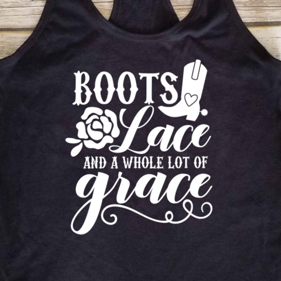 Boots Lace and a Whole Lot of Grace - Ladies fitted tank top - Picture 3 of 3